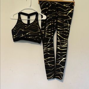 Nike Black and Gold Athletic Wear Set